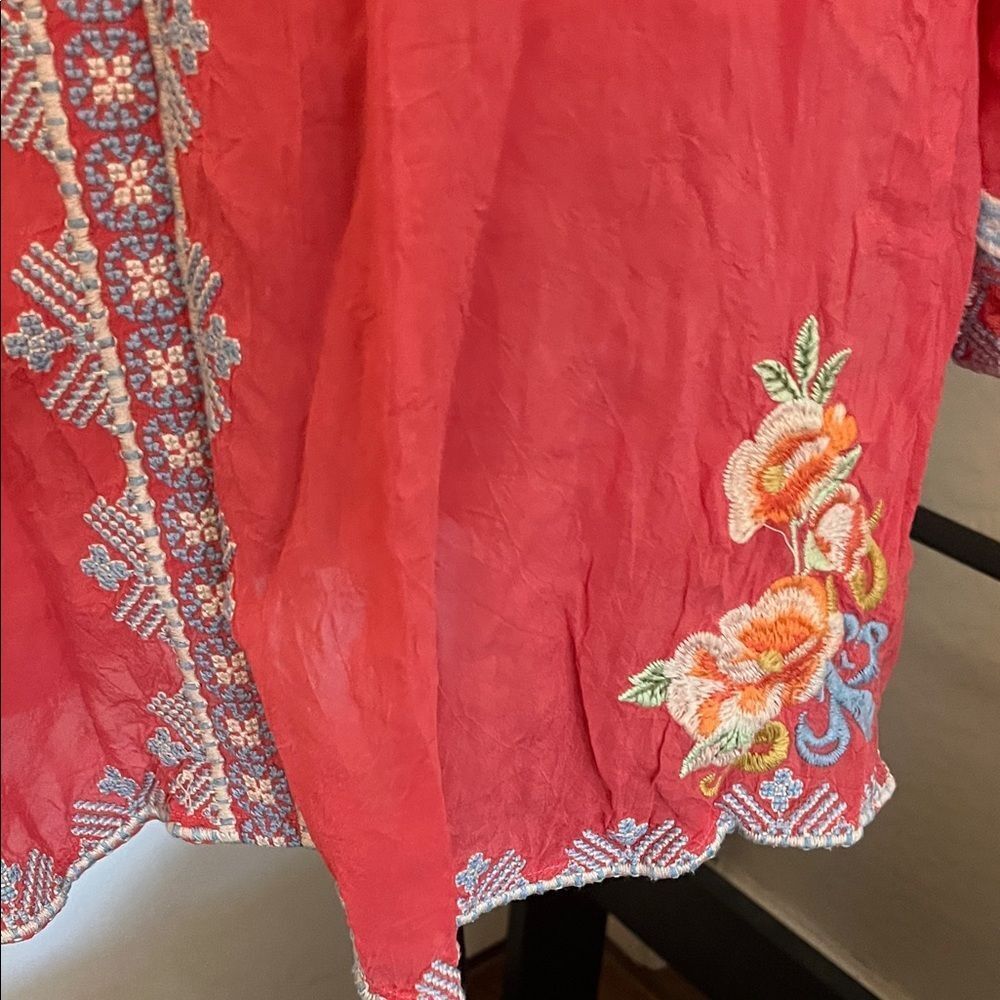 Johnny Was Harlow Floral V-Neck Embroidered Tunic Top Bohemian Cottagecore - Picture 7 of 16